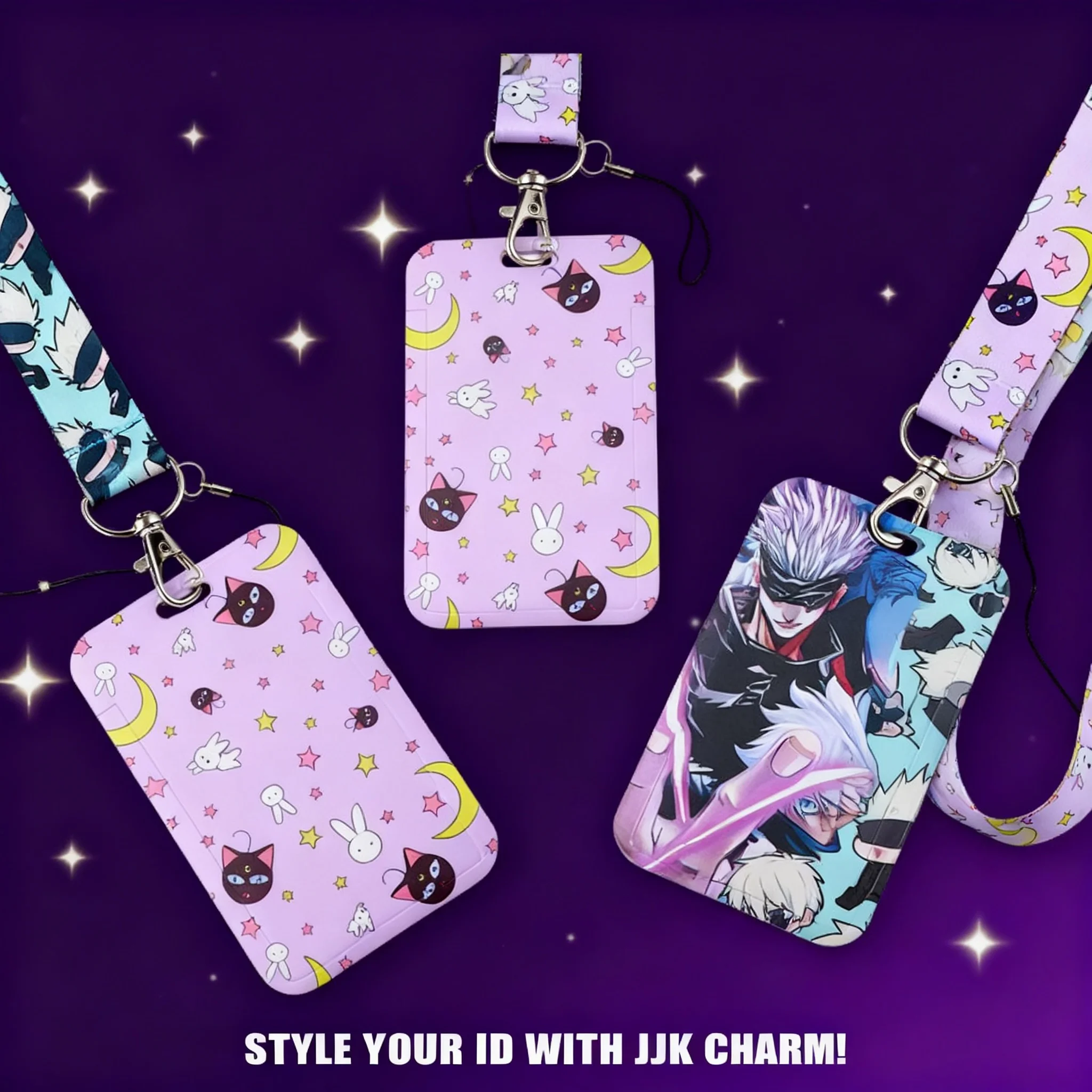 

Anime Lanyards ID Badge Holder Keychain Phone Strap Kawaii Gifts Credential Card Holder for Cosplay School Office Work Cute