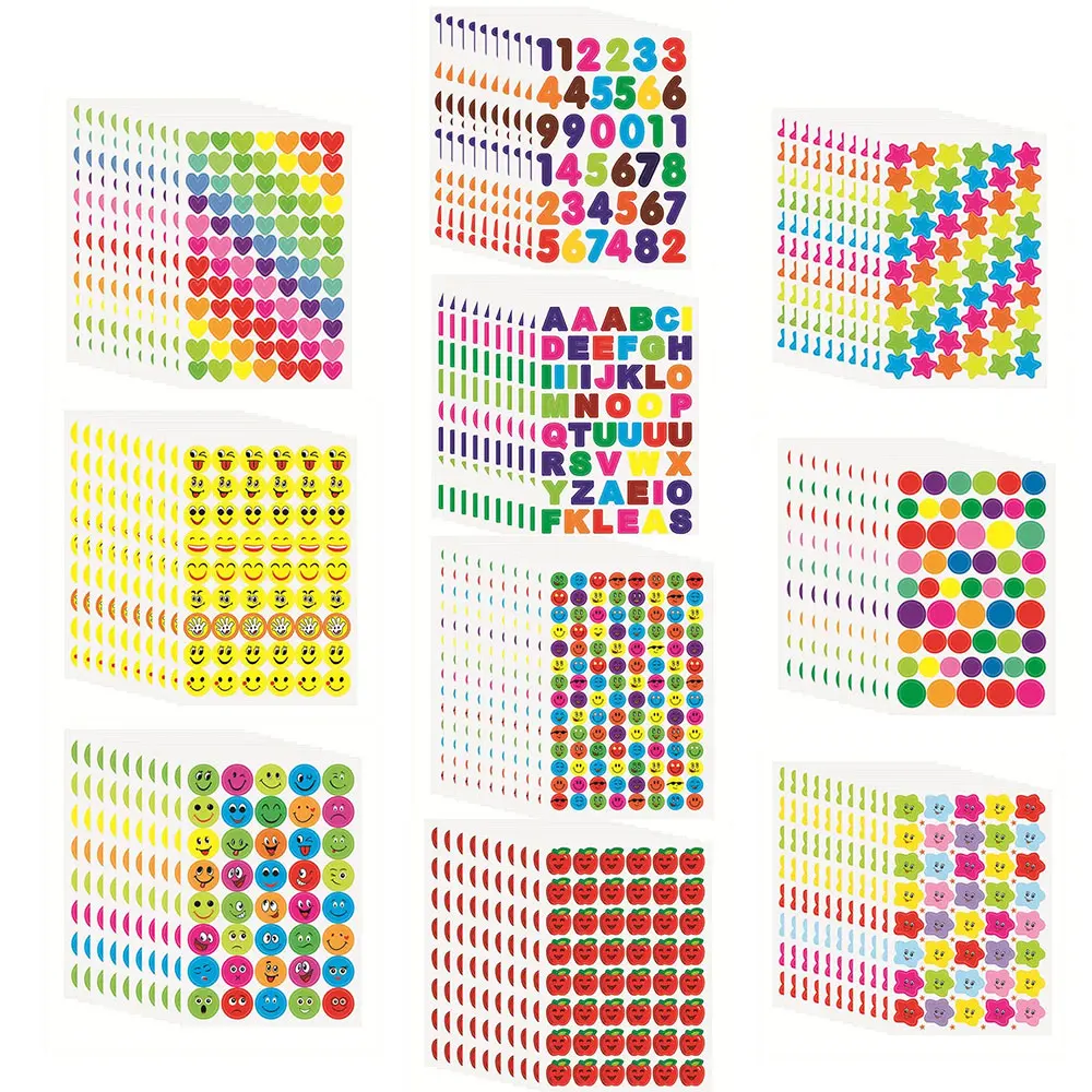 Polka Dot Smile Face Reward Stickers Decal Label School Teacher Daily Gifts Scrapbooking Sticker Children Kids Toys