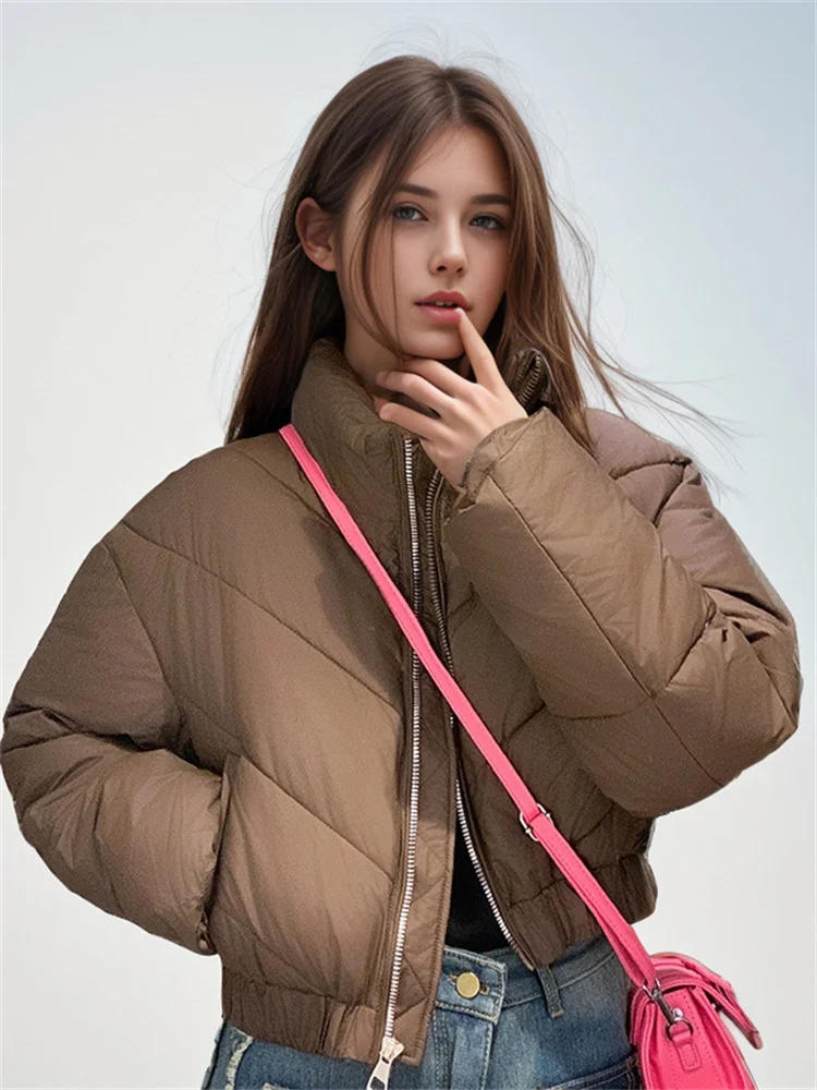 

2024 Winter New Women's Puffer Jacket Cropped Women's Clothing Stylish Thickening Loose For Warmth Cotton Jacket