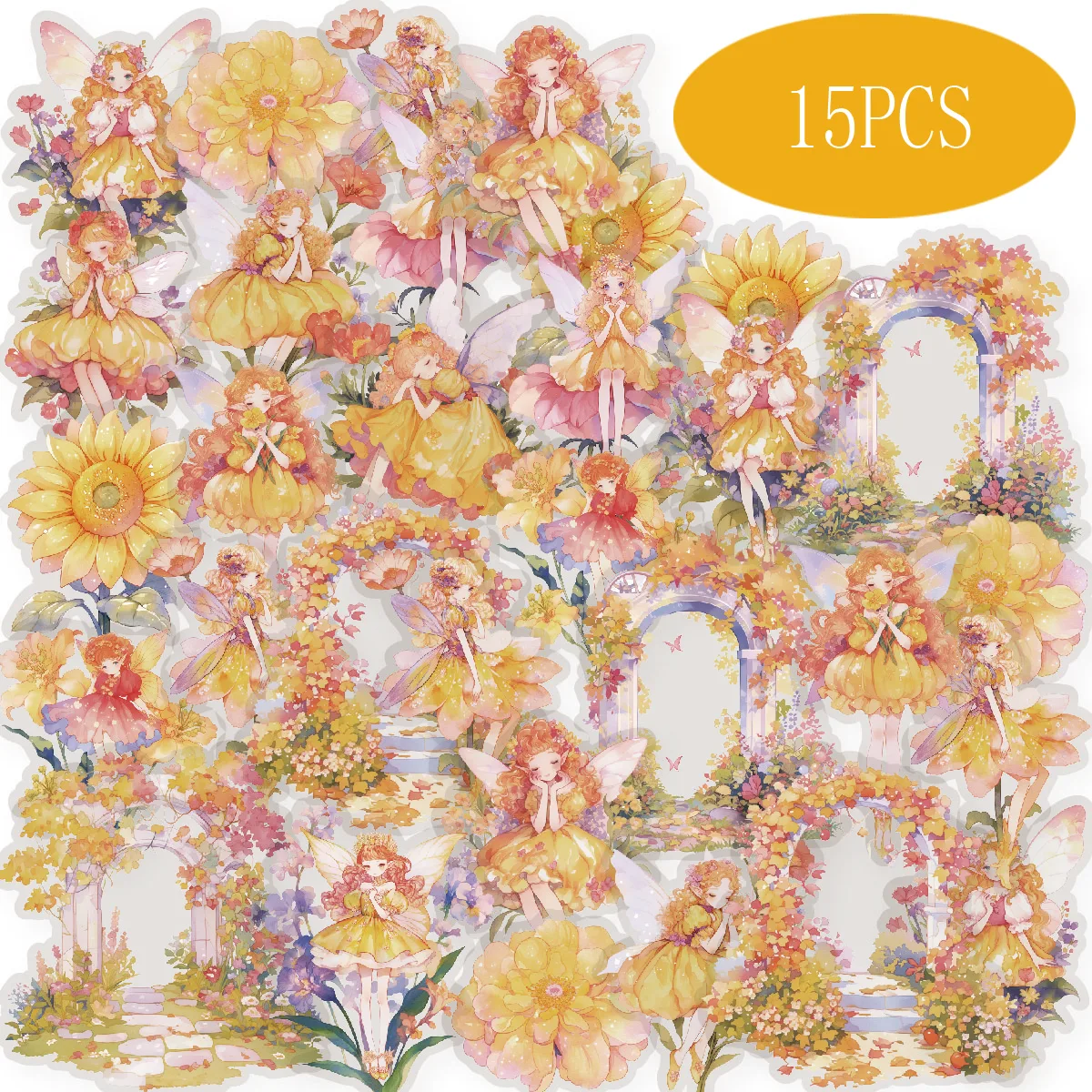 Etori Life زهرة التحوط أرض الخيال أقحوان قزم مع بوابة الأزهار نمط ملصقات خمر لمستلزمات سكرابوكينغ، عشاق الملصقات، أجهزة الكمبيوتر المحمولة، ملصقات الهاتف، اللوازم المدرسية، ملصقات الفتاة