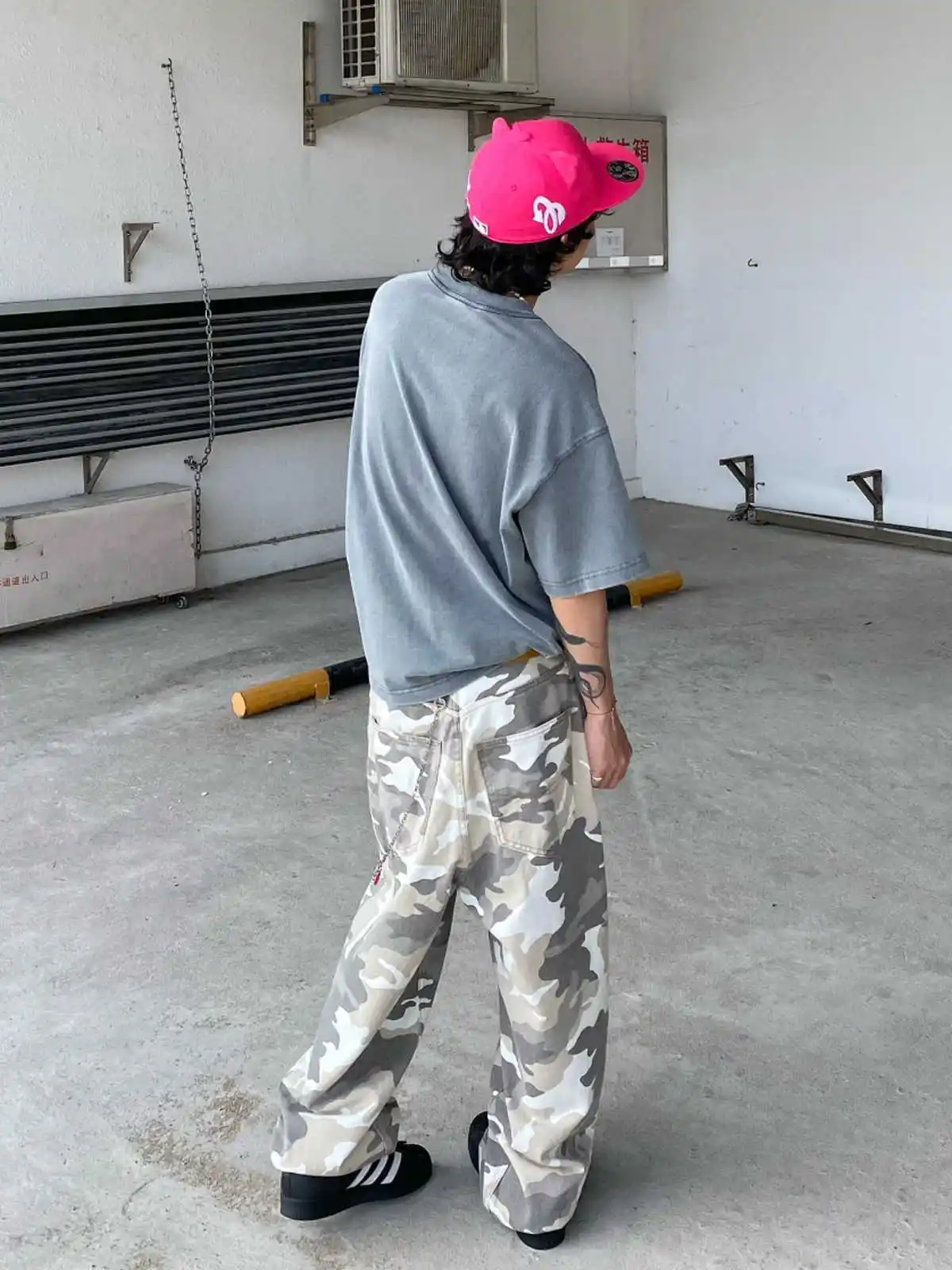 아메리칸 레트로 하이 스트리트 캐주얼 오버올 위장 여성용 루즈 와이드 레그 팬츠 Y2k 힙합 카고 그런지 헐렁한 바지