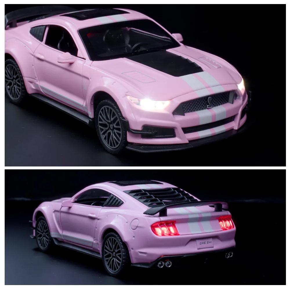 1:32 Ford Mustang Shelby GT500 wysokiej symulacji odlewane modele ze stopu metalu Model samochodu światło dźwiękowe Pull Back kolekcja zabawki na prezenty dla dzieci