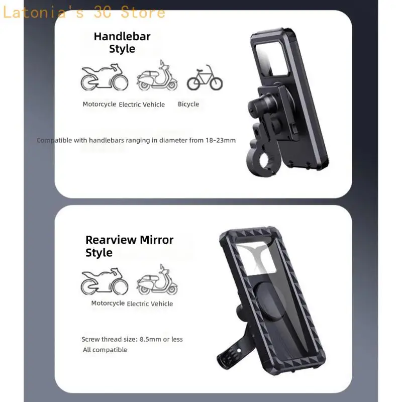Fahrradlenker-Telefonhalterung, stoßfestes, wasserdichtes Gehäuse mit einfacher Installation, geeignet für Smartphones bis zu – Detail 3