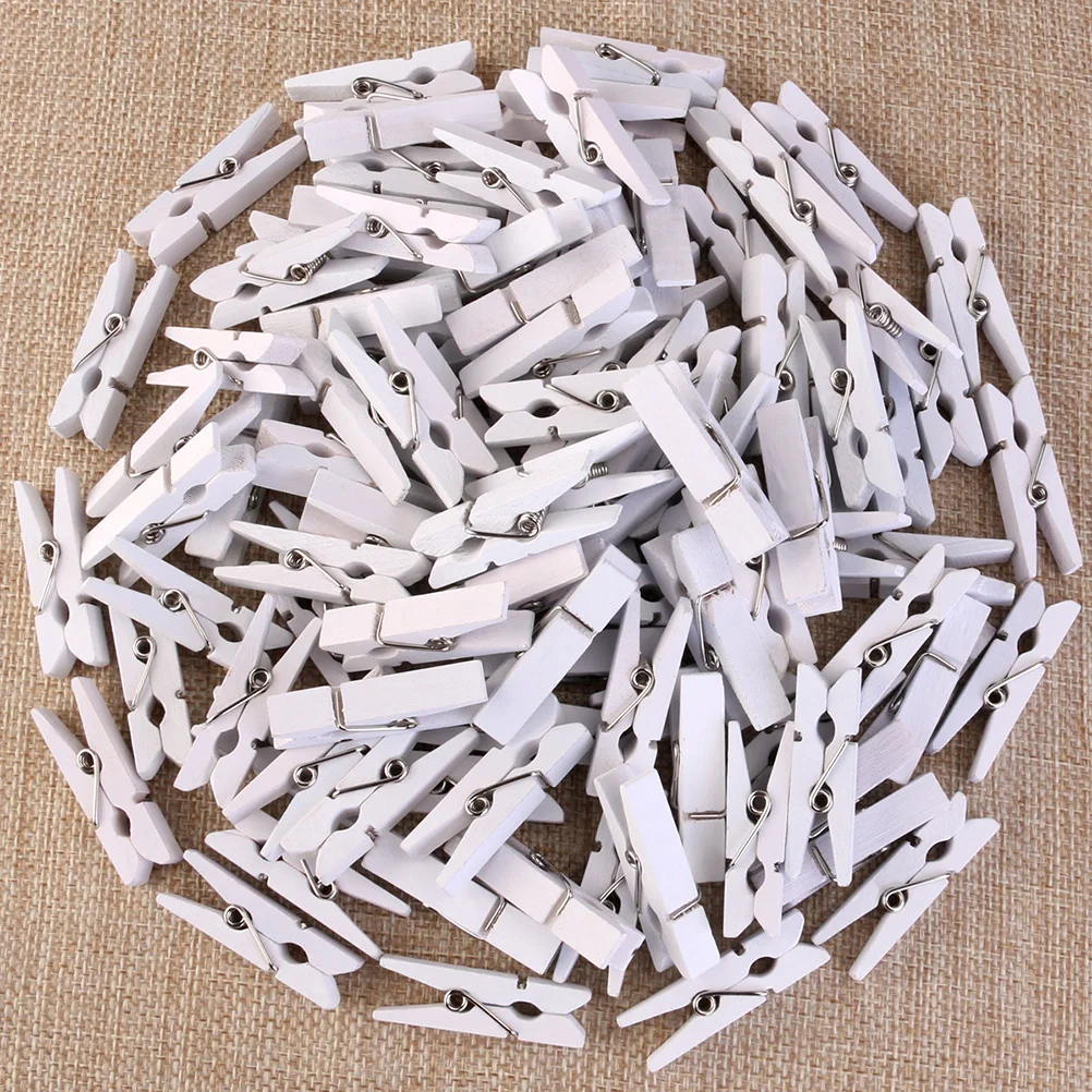 100 قطعة مقاطع صور خشبية صغيرة مشابك الغسيل الطبيعية 2.5 سنتيمتر للمشروعات الحرفية معلقة صور الديكور مقاطع الصور #4