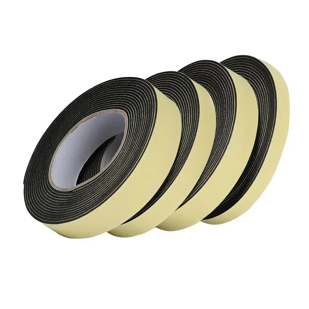 3/5M Black Seal Strip Single Sided Foam Sponge Adhesive Tape Door Window Gap Sealing Strip Noise Insulation Weather Stripping