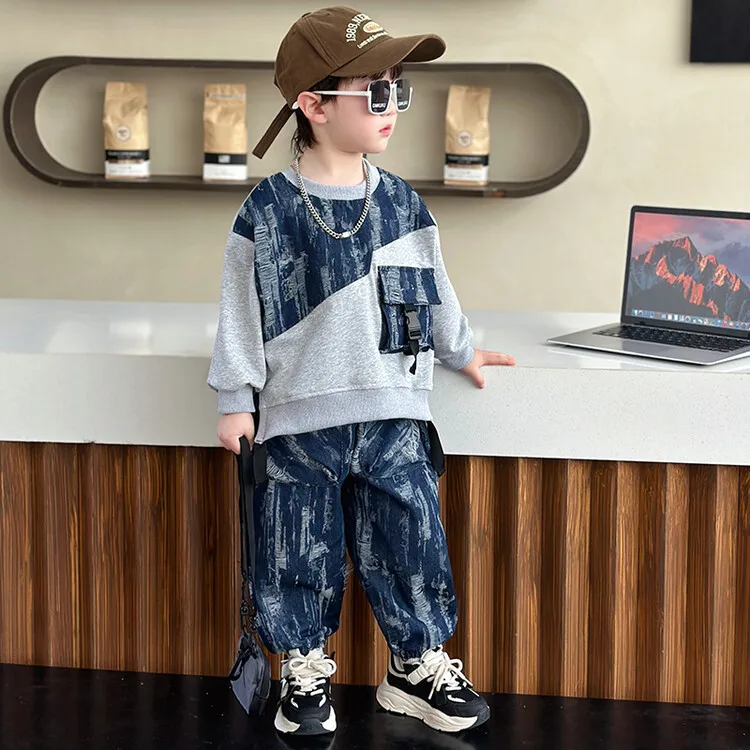 Boys Sweatshirts +Pants Kids Suits Cotton 2PCS/Set 2024 New Spring Autumn Cotton Sportswear Suit Tracksuits Outfits Children Clo