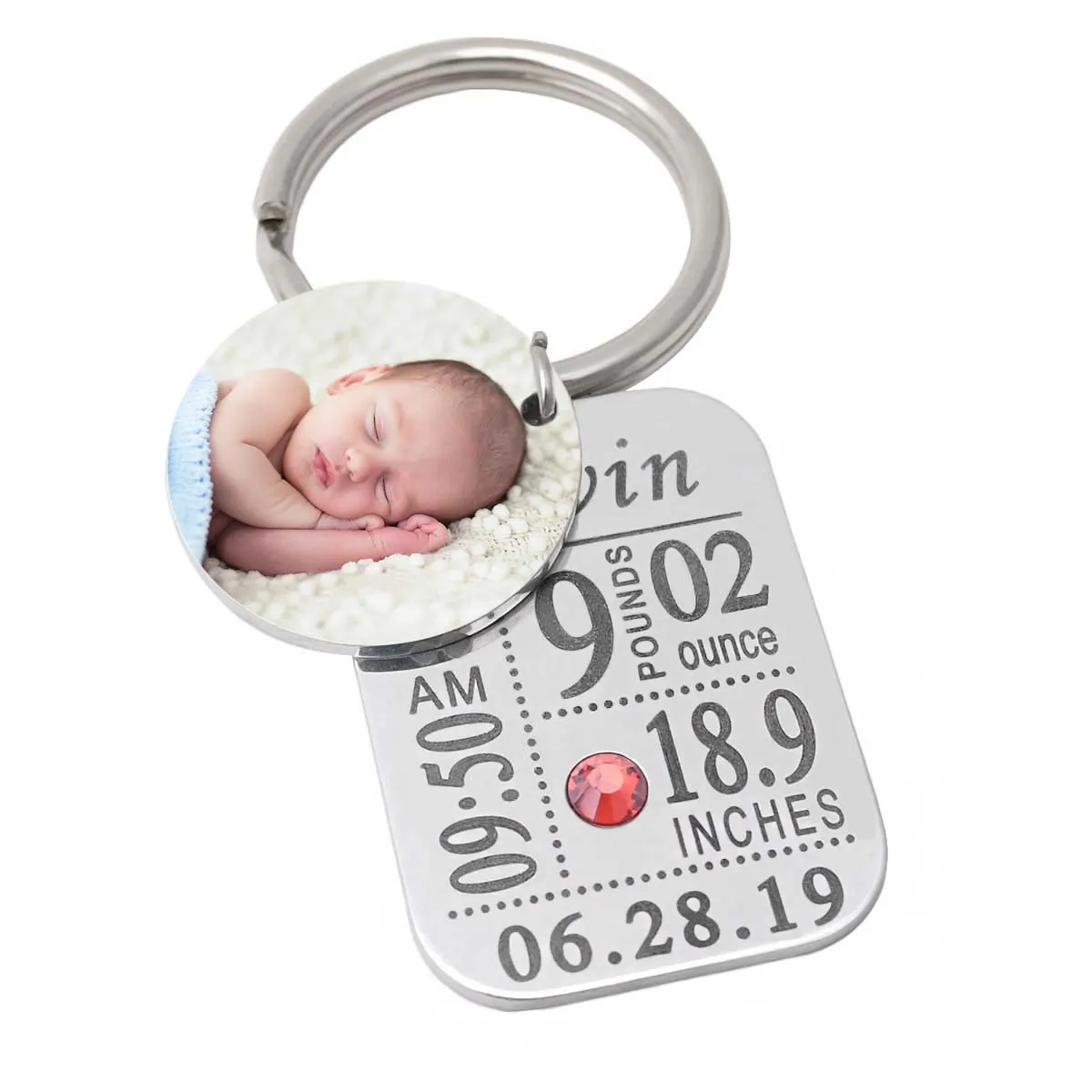 

Personalized Newborn Baby Keychain Custom Baby Stats Key Chain with Photo Birth Calendar Keyring Customized New Mom Dad Gifts