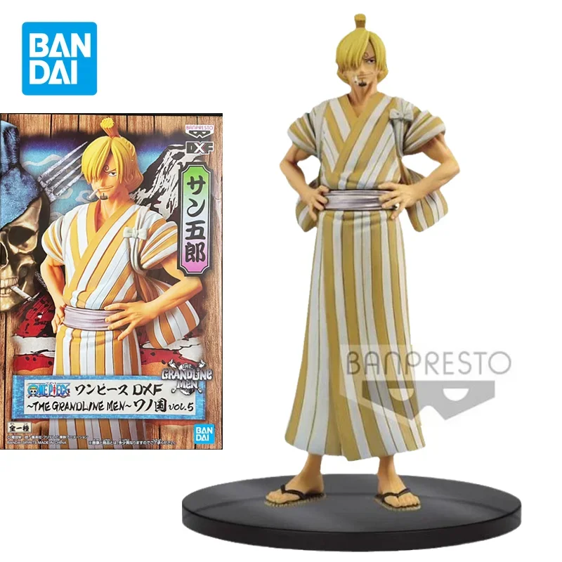 Bandai Original One Piece Anime Figure DXF Vinsmoke Sanji Action Figure Kimono Toys for Kids Gift Collectible Model Ornaments