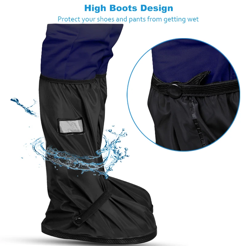 Verdicken Hohe Rohr Regen Stiefel Wasserdichte Schuhe Wiederverwendbare Motorrad Radfahren Fahrrad Im Freien Nicht-Slip Schuhe Abdeckungen Regendicht Schuhe co – Detail 3