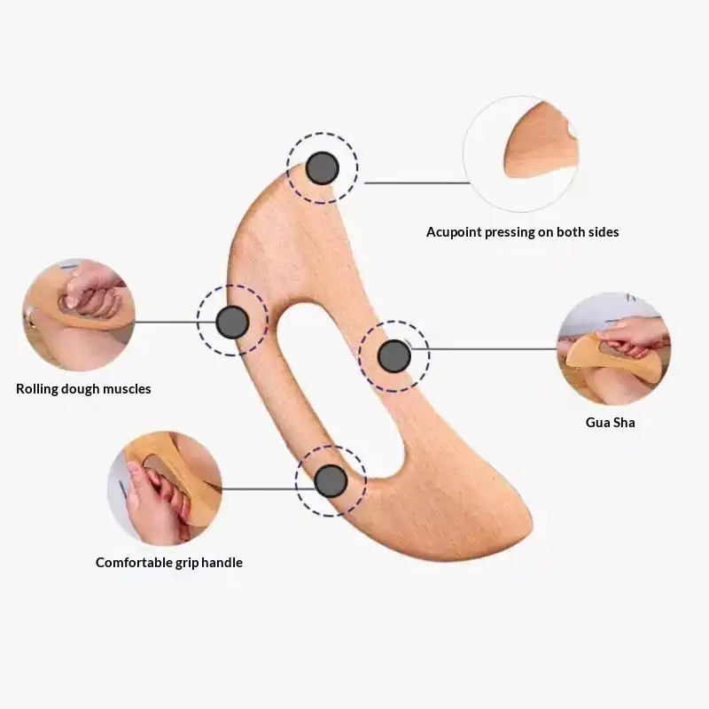 Holz-Massagewerkzeug aus Naturholz mit ergonomischem Design für Entspannung zu Hause und Muskelentspannung nach dem Training – Detail 7