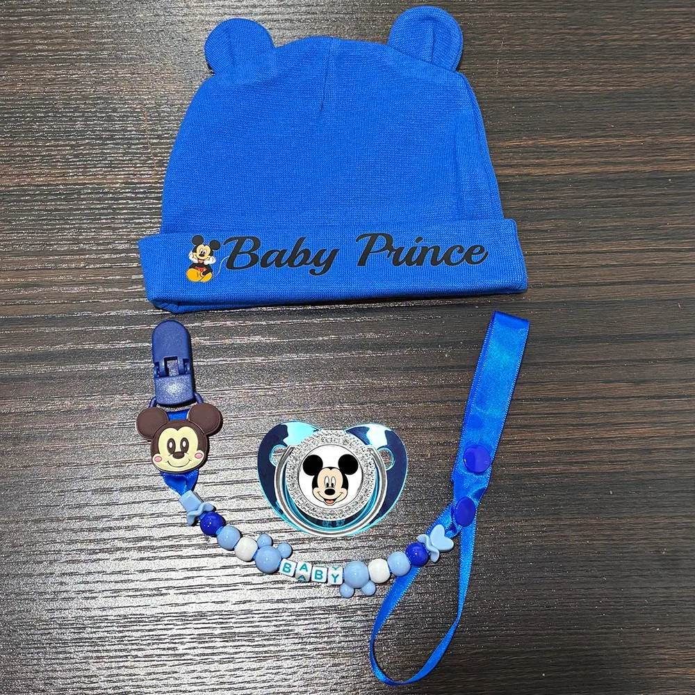 Newborn Pacifier & Baby Chain Clip / Newborn Hat Baby Boy / Girl Nipple Newborn Pacifier Cute Gift Card Adorable Photo Set view 4