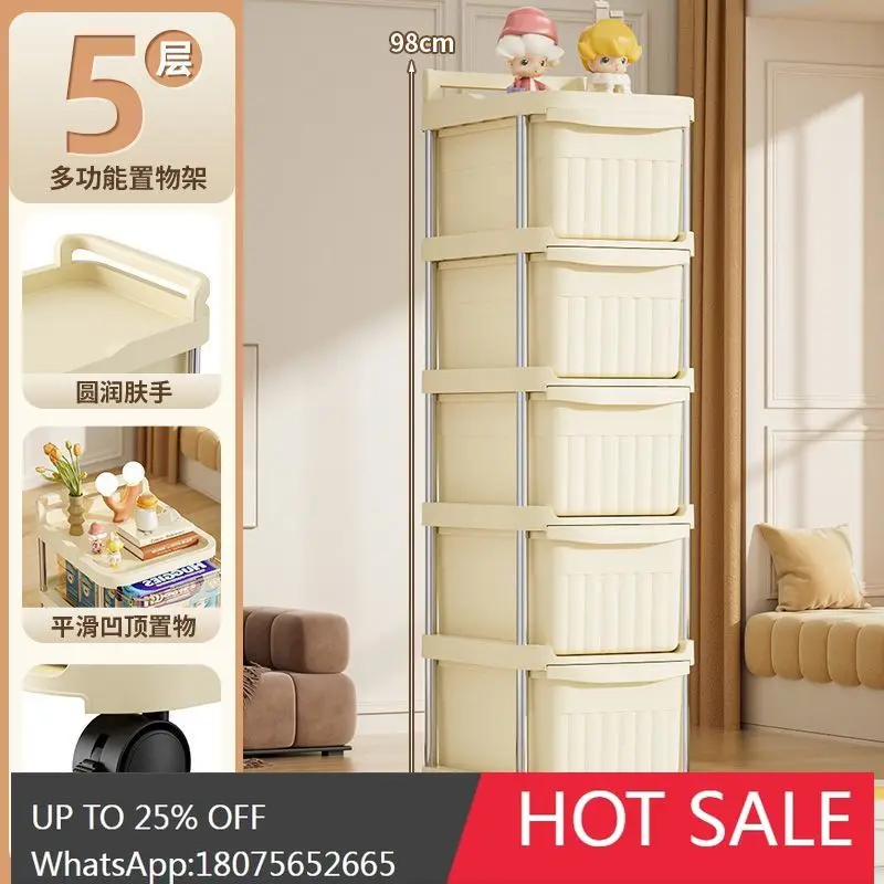 LYY  Multi-layer Trolley with Wheels for Bedroom, Mobile Snack Storage, Drawer-style Organizer