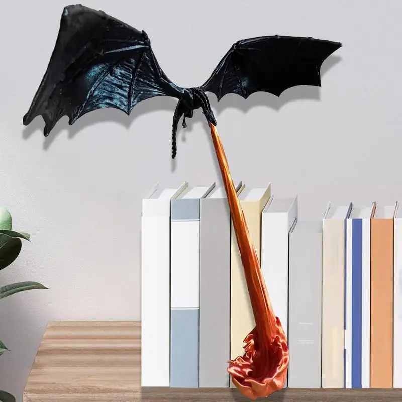 Halloween Dragon Flame Book Nook Decoration Gothic Creative Fire Dragon Sculpture Birthday Gift Home Decoration