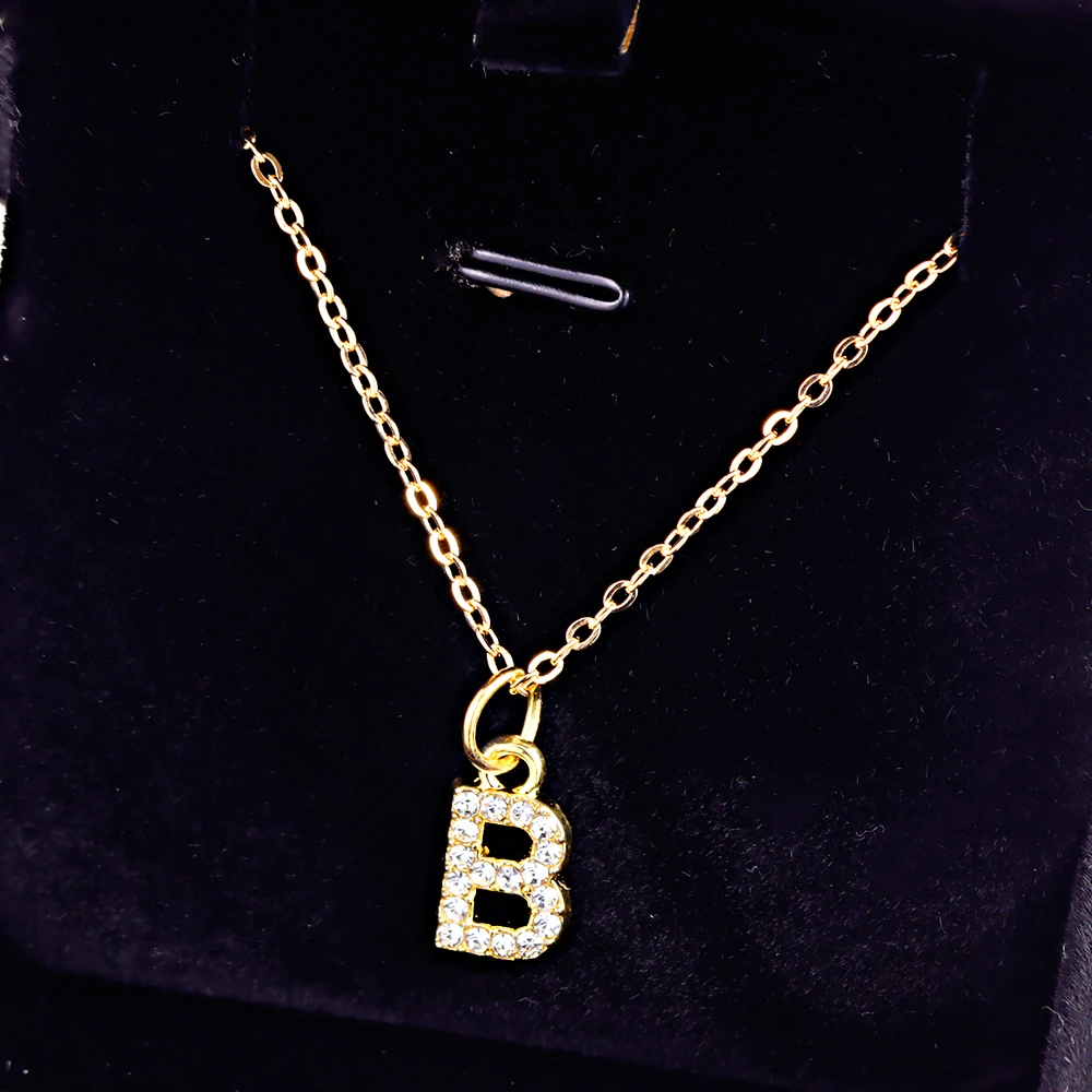 Kpop Shining A-Z Letter Pendant Charm Necklace 26 Initial Alphabet Name Golden Clavicle Chain Party Valentine\'s Day Jewelry Gift