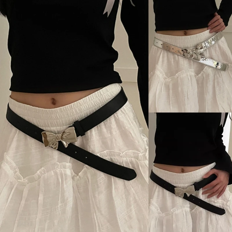 

2000s Women Waist Belt Bowknot Buckle Belt Fashion Waistband Hot Girl Waistband Dropship