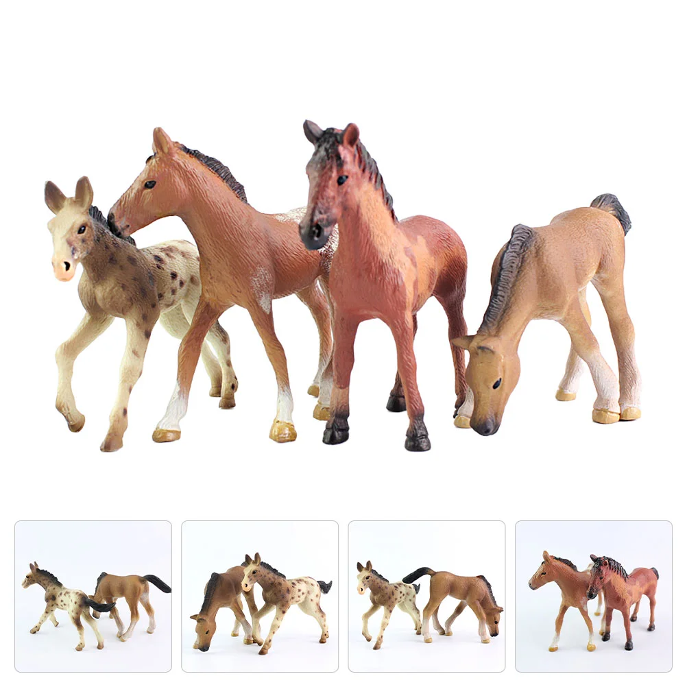 4 Pcs Simulation Horse Home Ornament Indoor Decor Mini Decoration Shape Ornaments Desktop Toys