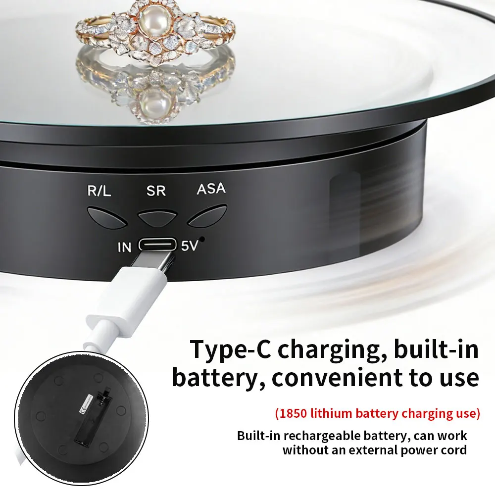 New 200mm 3 Speeds Motorised Rotating Mirror Display Stand 360 Degree Turntable USB Power Supply Rotating Shooting Turntable