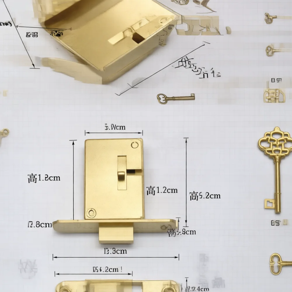 Premium Retro Embedded Copper Lock Traditional Chinese Furniture Hardware Vintage Drawer Latch With Key For Jewelry Box