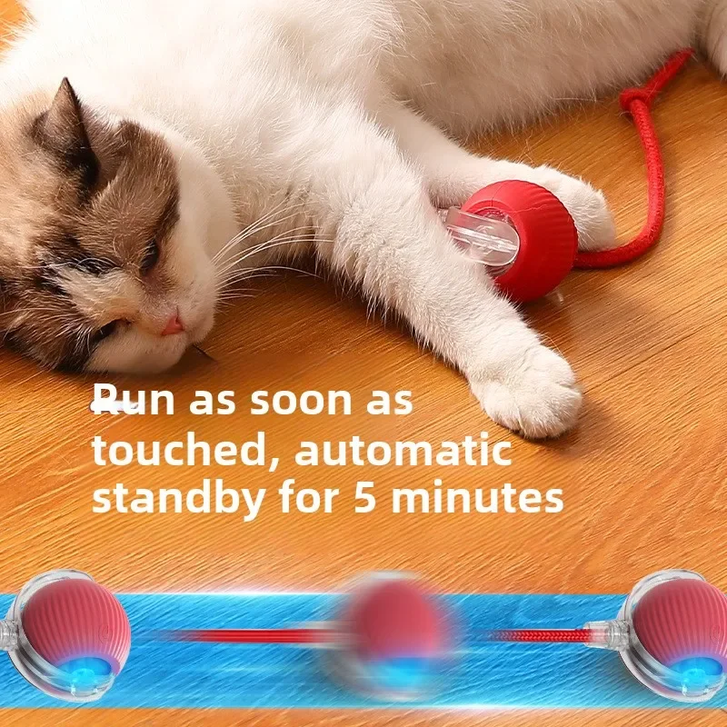 Accessories for Cats Long -tail Exercise Activation Sensor Pet Cat Tease Automatic Toys Super Driven Cat Rolling Ball Supplies