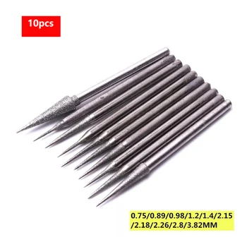 10 ピース/セットダイヤモンド研削ヘッド 2.35 ミリメートルシャンク 0.75 に 3.82 ミリメートル研削針ビットバリ金属ガラス翡翠彫刻彫刻ツール