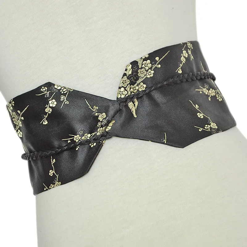 UMI MAO New Japanese And Wind Style Su Waist Embroidered Hanfu With Wide Belt Yunnan Ethnic Style Belt