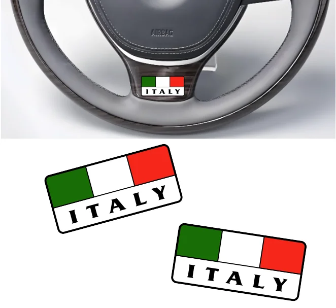 2-Pack Italian Flag Style Car Stickers, Universal Car Logo Emblem Decoration Stickers, Suitable for All Types of Vehicles