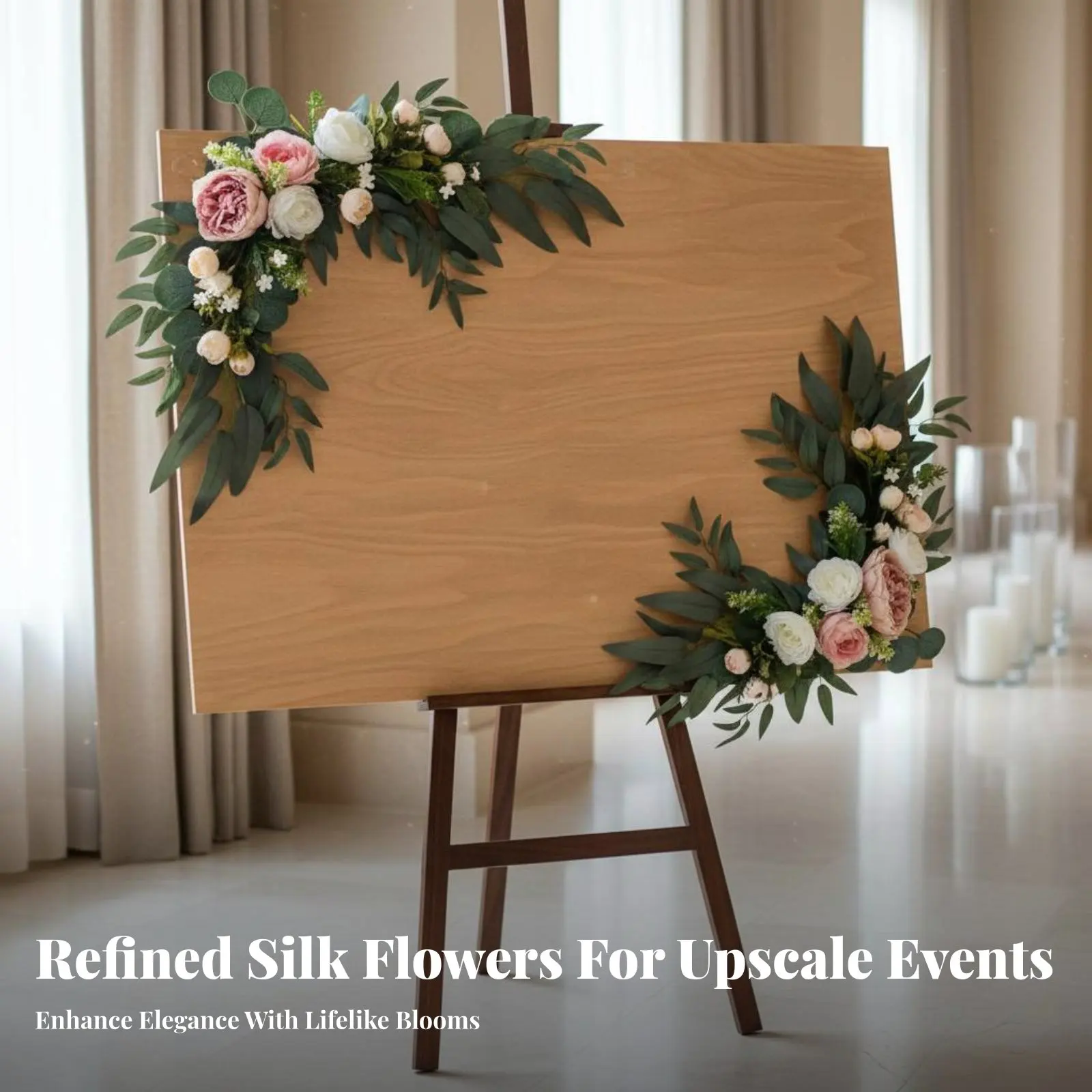 

Набор из 2 искусственных цветочных композиций для свадебной арки: элегантный дизайн, имитация цветов эвкалипта, многоразовое использование