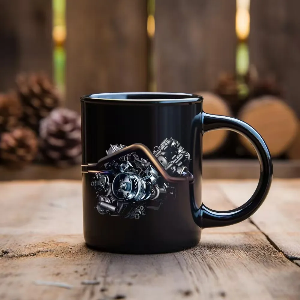Amazon Creative New Ceramic Coffee Mug Printing Logo Mechanic Engine Cup Ceramic
