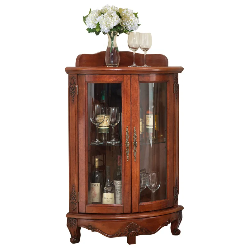 

American solid wood cabinet, living room storage cabinet, European corner cabinet, corner storage