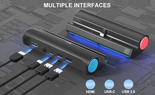 Imagen 2 del producto Base de interruptor para Nintendo Switch/Nintendo Switch OLED estación de acoplamiento de TV con interruptor portátil con adaptador HDMI 4K/USB 2,0/puerto tipo C