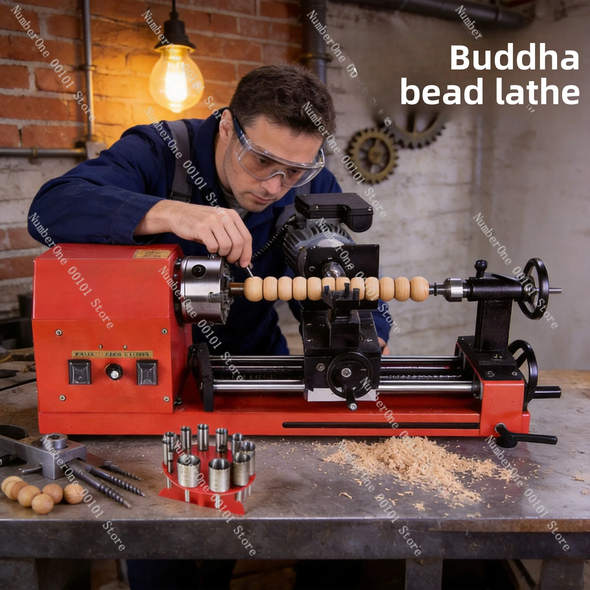 Mini Variable Speed Wood Lathe Bead Making Machine, Small Double Head Wooden Bracelet Bodhi Seed Beads Turning Woodworking