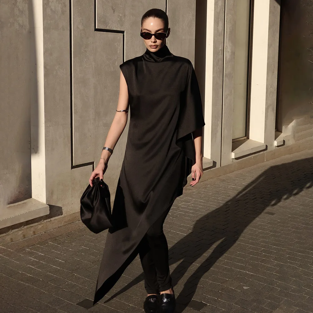 Robes femmes robe qualité Premium été Cupro Colorblock col montant à plusieurs niveaux smocking Resort bohème fluide Ulzzang plissé Fit