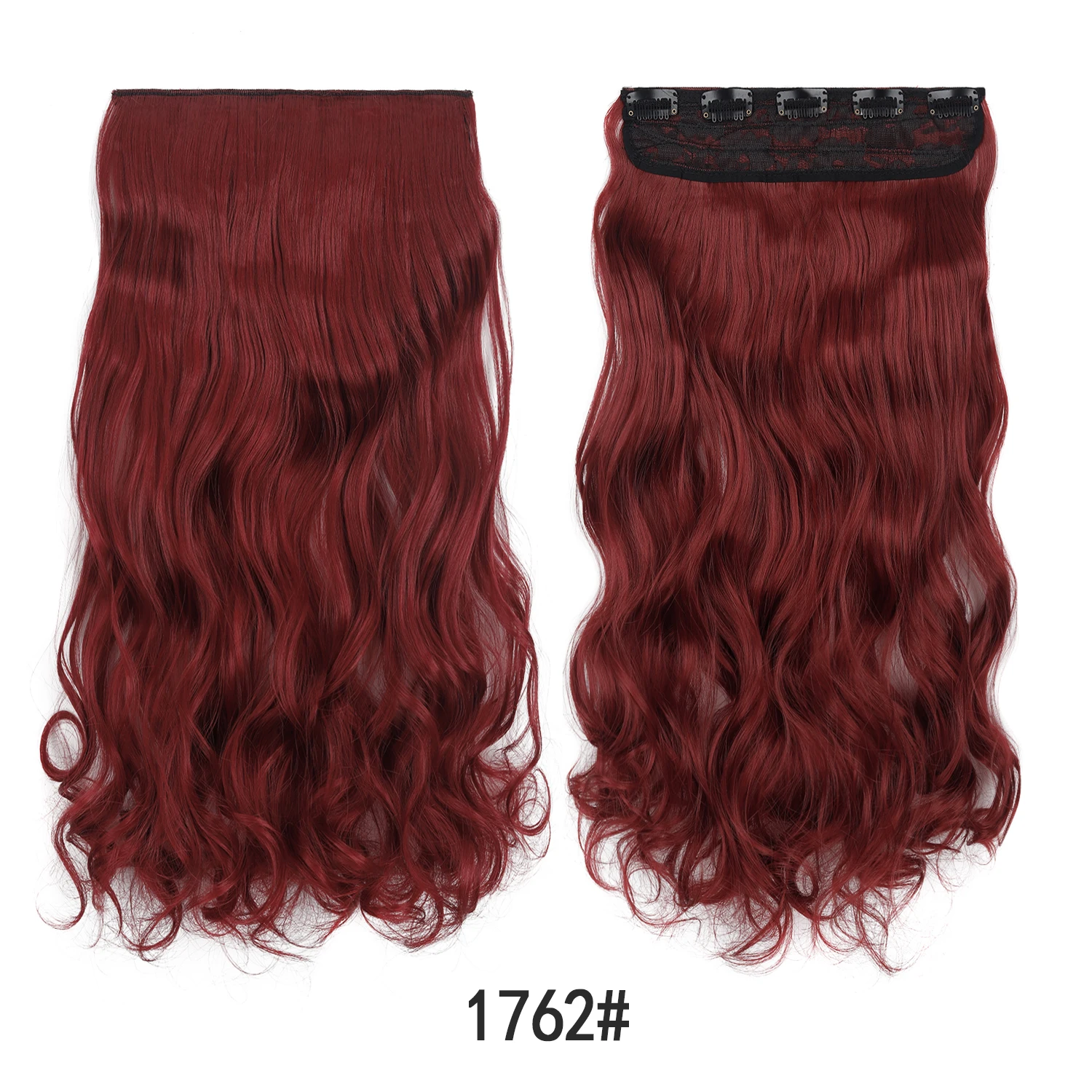 Jeedou Clip-in-Haarverlängerung, buntes, gewelltes Haar, einteilig, 5 Clips, synthetische rote, blaue, grüne Haarteile für Frauen und Mädchen, für den täglichen Gebrauch – Detail 9
