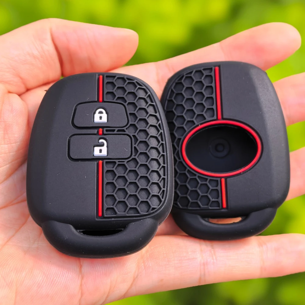 Silicone Car Key Cover Case for Toyota Yaris Corolla Highlander Crown 2 Buttons Remote Skin Protector Shell Keychain Accessories