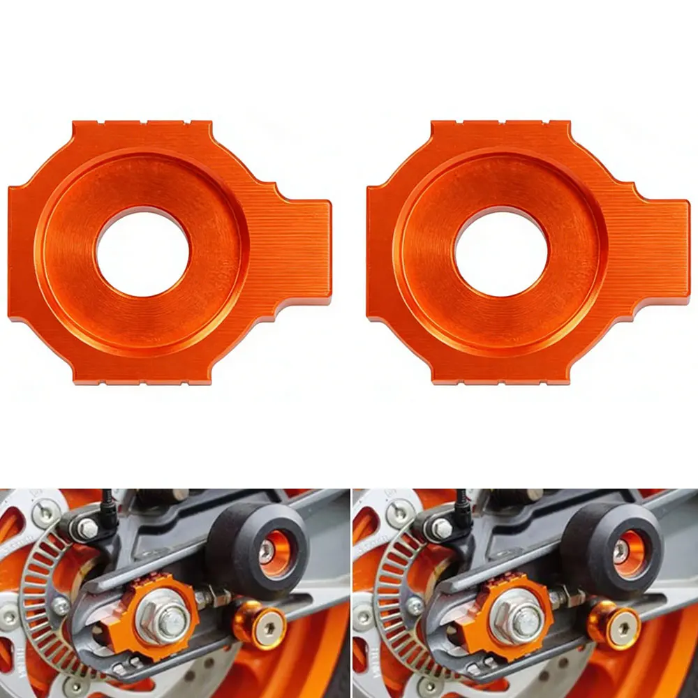 Motorcycle Orange Rear Axle Blocks Chain Adjuster For 125/200/390 Duke KTM RC 125/200/390