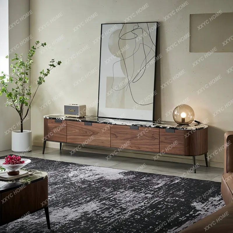 

FF minimalist, living room TV cabinet modern light luxury solid wood floor cabinet coffee table combination new model