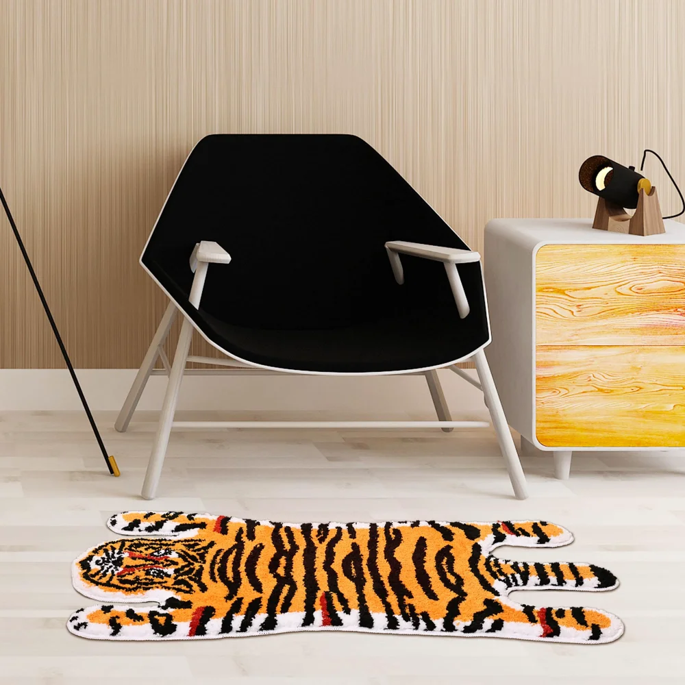 VIKAMA Cartoon Tiger Bathroom Mat Non-slip Absorbent Bath Tub Shower Foot Mat Soft Children's Bedroom Rug Home Decor view 5