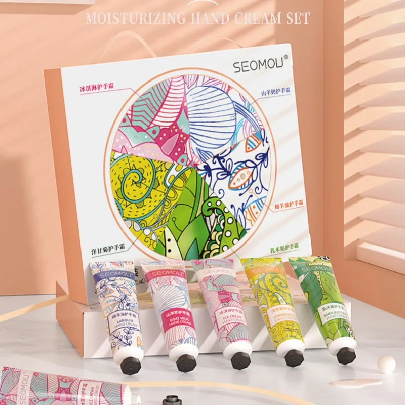 5-Pack Hand Cream Gift Box, Plant-Based Fragrance Moisturizing Cream, Suitable for Dry Hands and Body Care Hand Moisturizing Cream, Body Lotion, Mini Hand Cream, Travel Size, Valentine's Day Gift, Mother's Day Gift for