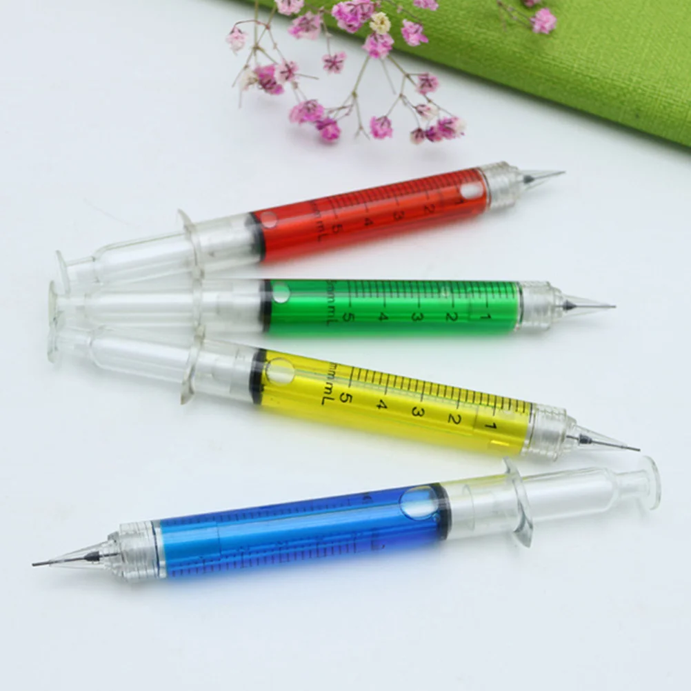 24Pcs Injection Style Ballpoint Pen Needle Shaped Creative Writing Tool School Office Supplies Realistic Syringe Design