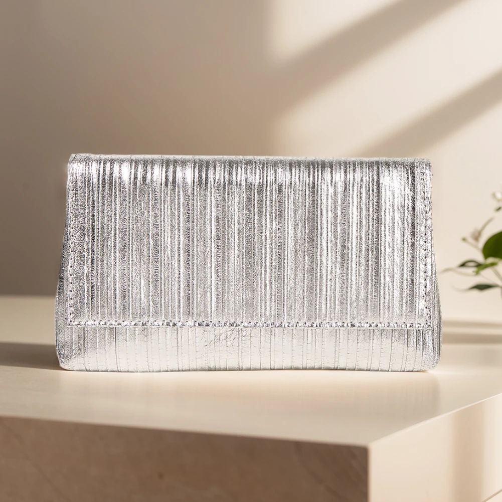 

Женская сумка-клатч из металлизированной искусственной кожи с плиссировкой, сумка-конверт, сумка через плечо, сумка-хобо, свадебная сумка для вечеринок