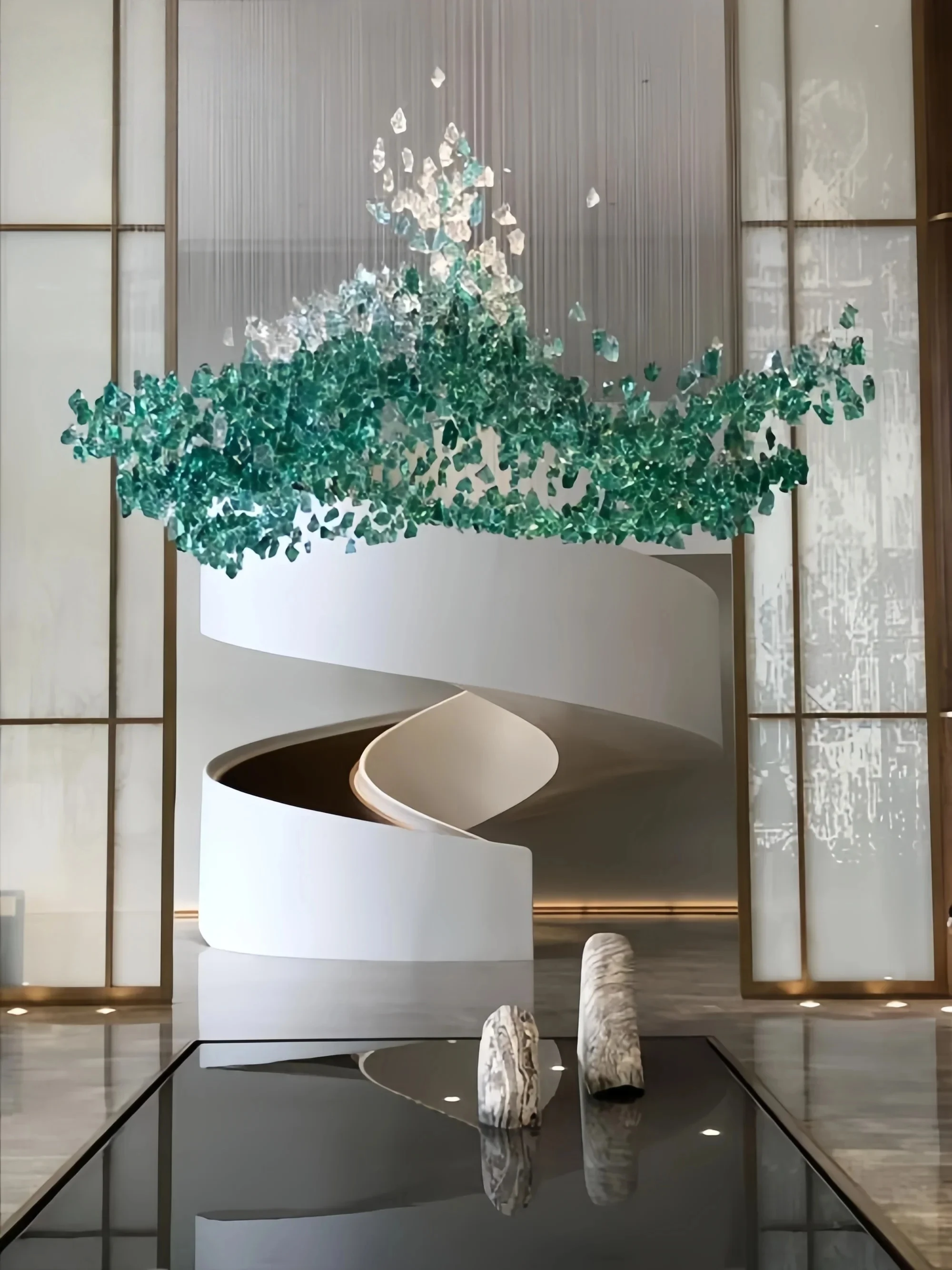Luxury Modern Cristal Stone Hanging Chandelier For Hotel Lobby Large Crystal Chandelier For Duplex Staircase Villa Artistic Lamp