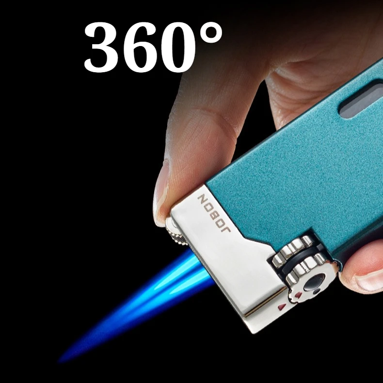 

High Quality Double Direct Blow Windproof Lighter with Metal Body Transparent Air Window Cigarette Accessorie Men's Gift