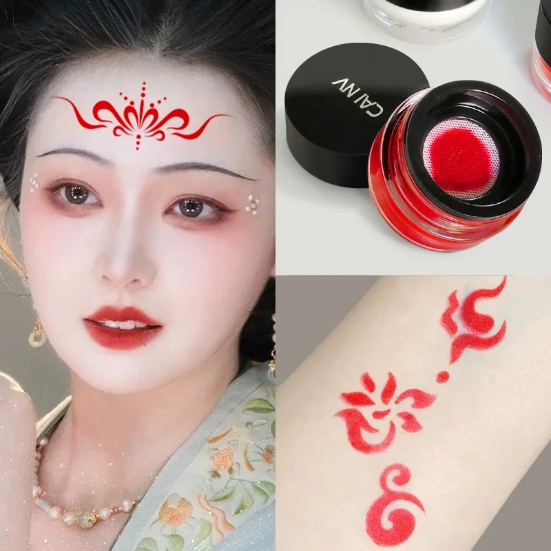 

Red eyeliner eyebrow center flower tin painting cream face forehead white eyeliner face color waterproof non-smudging makeup