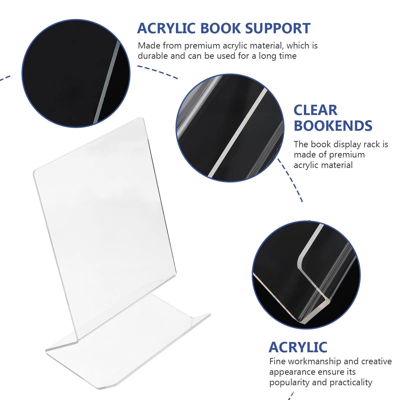 

Acrylic Book Rack Transparent 2-Tier Book Stand for Desk Organizer Magazine Display Shelf Storage Home Office Classroom Use