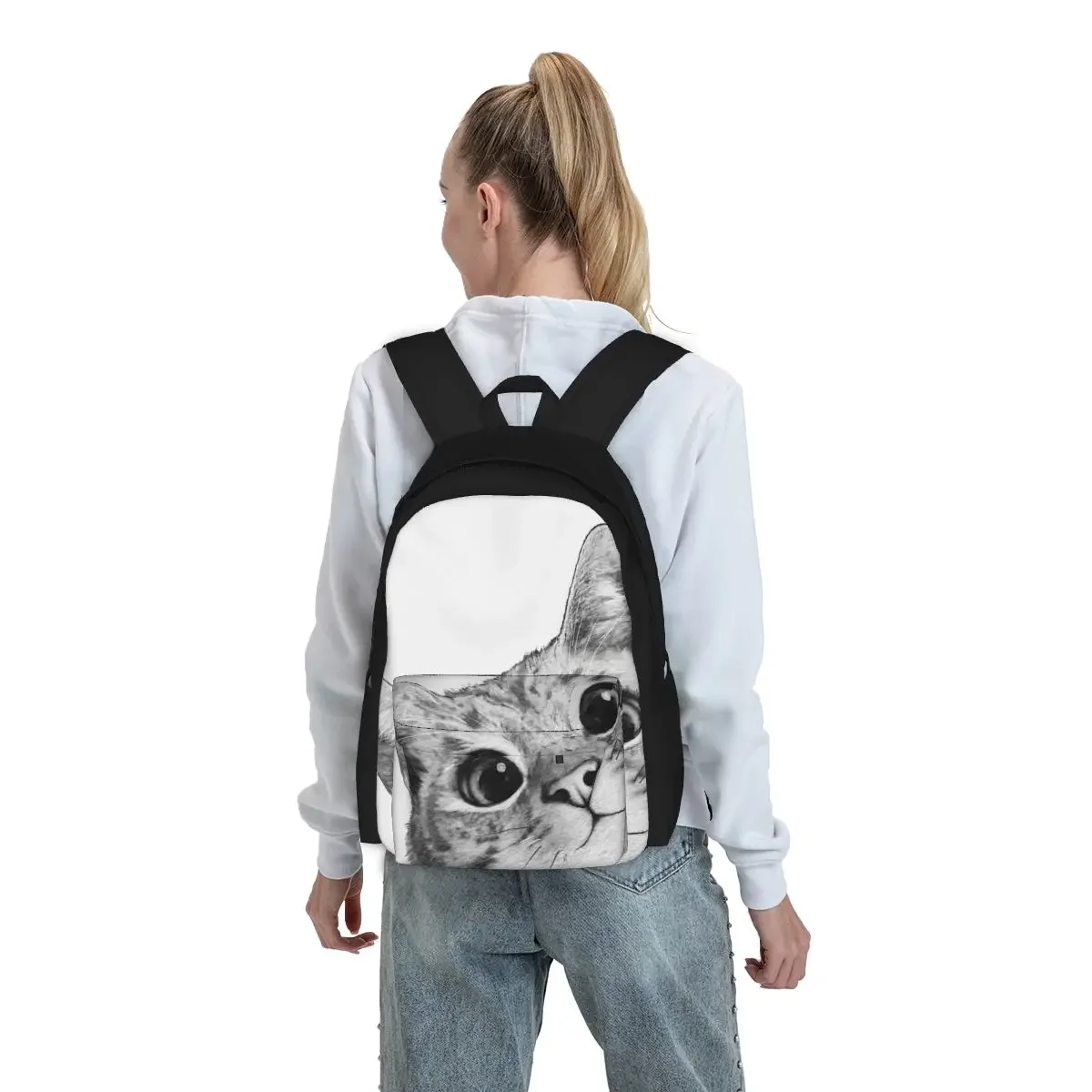 Zaini Sneaky Cat Ragazzi Ragazze Bookbag Borse da scuola per bambini Cartoon Zaino per bambini Zaino da viaggio Borsa a tracolla di grande capacità