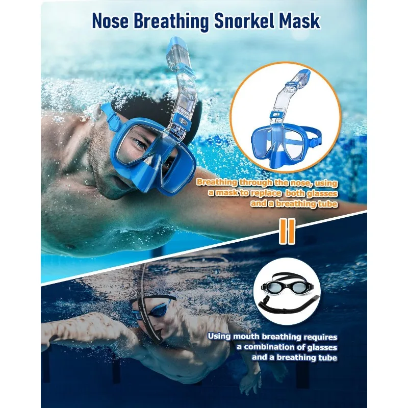 

Foldable Snorkeling and Diving Mask Anti Fog and Leak Proof Diving Mask Set with Full Dry Top System Snorkeling Equipment Tool