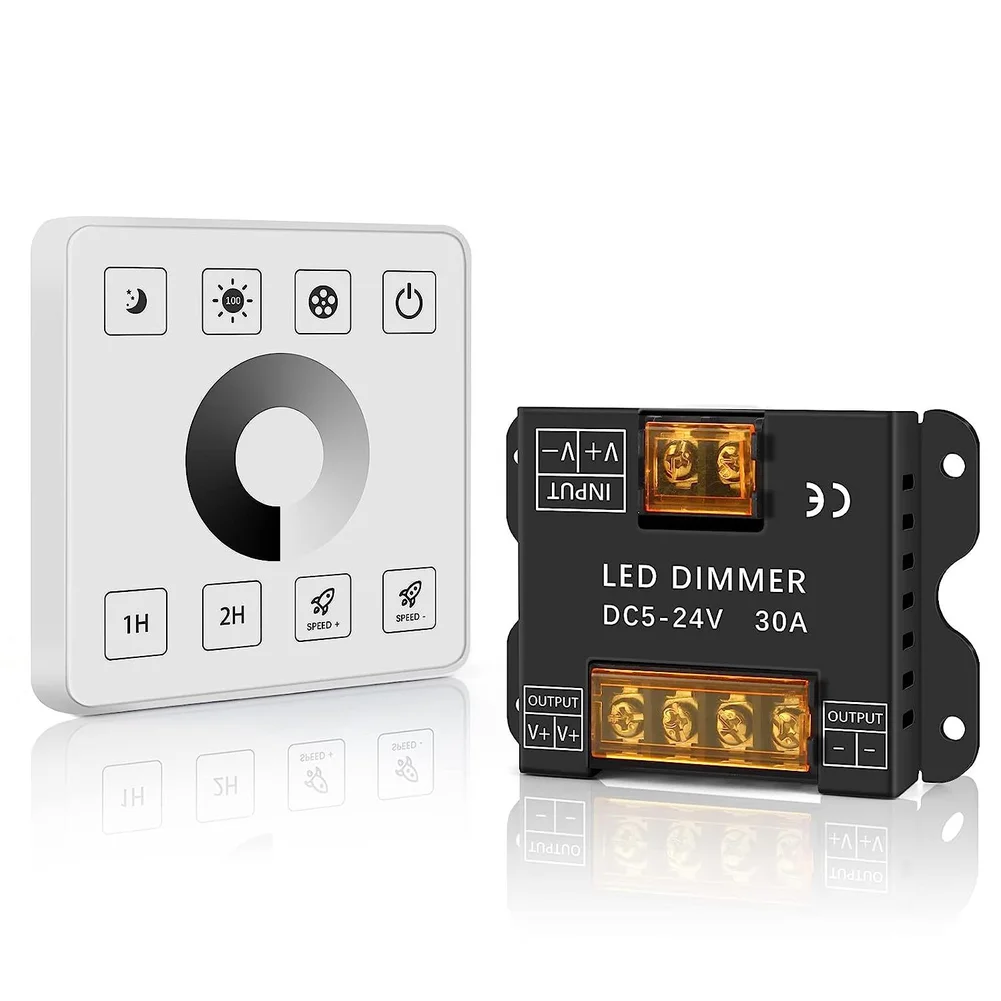 RF Touch Panel Controller 30A for LED Strip Lighting DC5V to 24V RGB RGBW Compatible 27 Effects Touch Interface Memory Save