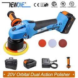 Newone 20V Waxing Machine Portable Cordless Car Polisher Li-ion Orbital Dual Action Polisher Variable Speed Sander Buffing