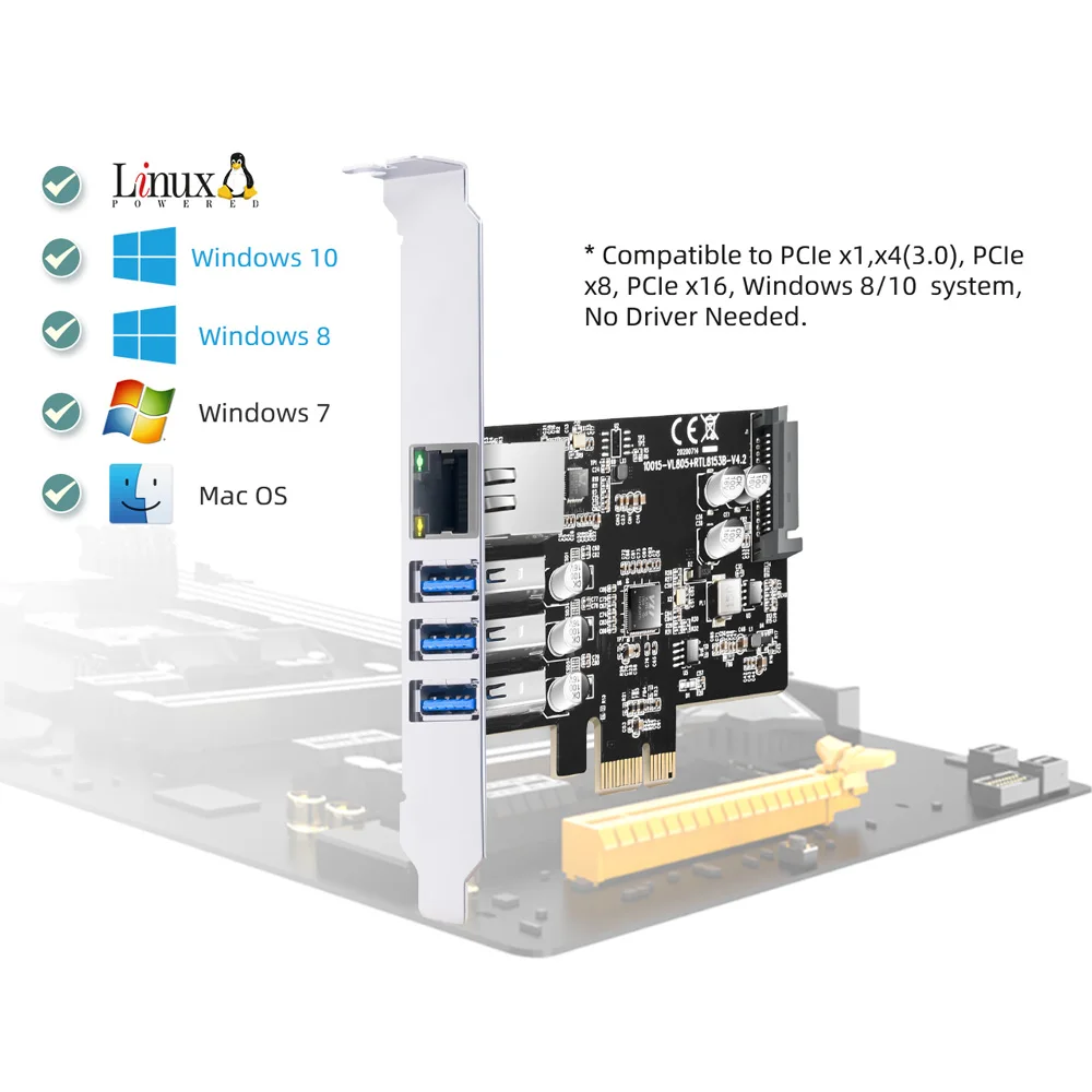 MAIWO Pcie To RJ45 USB3.0 PCIe express adapter converter PCI-E Express card with RJ LAN 1000M slot PCIe Express 1X X4  X8 X16