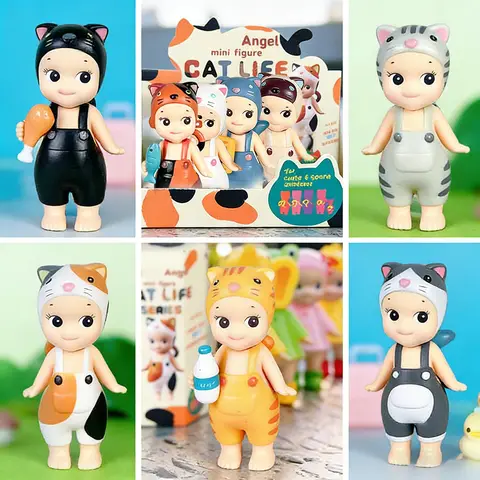 S Angle Dolls Mini Cat Life Series Blind Box Cute Baby Wearing Cat Clothes kawaii Figurine Table Ornaments Figure Birthday Gifts